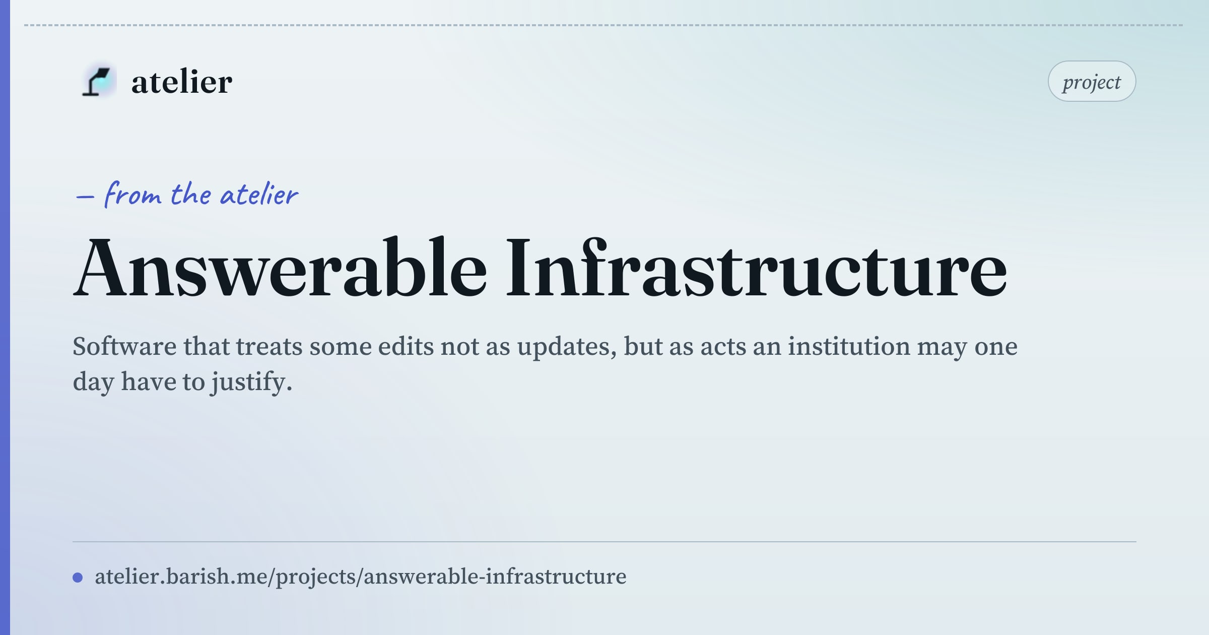 Answerable Answerable Infrastructure — Atelier